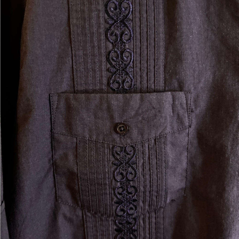 TropiCool Men’s Large Casual Button Down Embroidered Blue Pockets - Picture 4 of 6